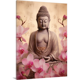 Cuadro de figura de Buda con flores - Cuadrostock