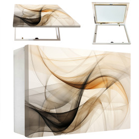 Tapa contador decorativa fondo 12 cm con diseño abstracto en tonos beige y negro