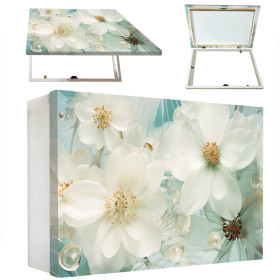 caja de luces floral blanca con efecto perlas para cubrir contador