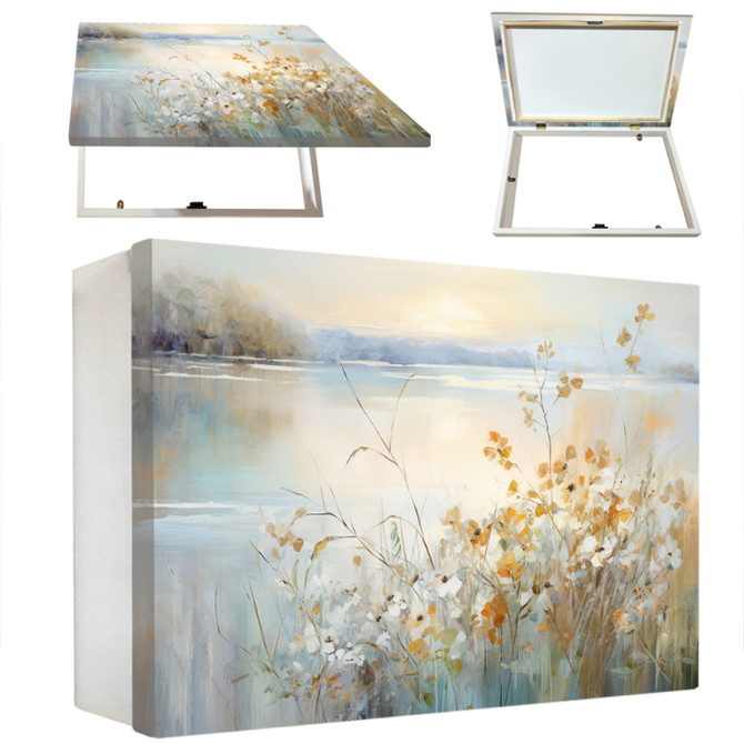 tapa contador paisaje floral amanecer con lago en tonos pastel tapa contador paisaje floral amanecer con lago en tonos pastel