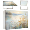 tapa contador paisaje floral amanecer con lago en tonos pastel