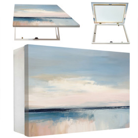 Tapa contador decorativa con paisaje marino abstracto y tonos suaves – cuadro funcional para cuadros eléctricos