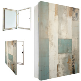 Tapa contador vertical en tonos verde menta, ocre, gris pálido y beige| Cuadrostock