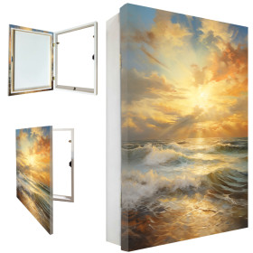 Tapa contador decorativa con imagen de mar al atardecer – cuadro funcional para ocultar caja eléctrica