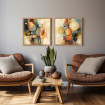 Juego de 2 cuadros abstractos con círculos en tonos cálidos – decoración moderna para paredes