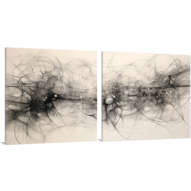 Díptico de Cuadros Modernosy abstractos en blanco y negro - Cuadrostock