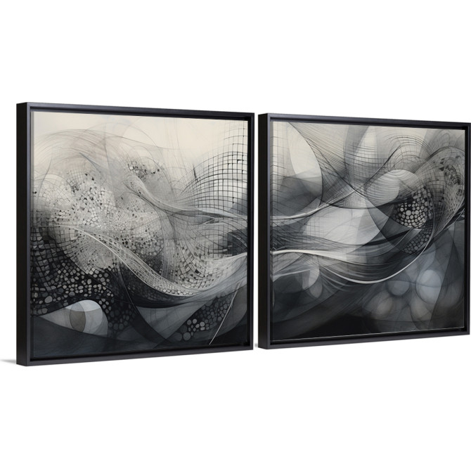 Juego de 2 cuadros abstractos en blanco y negro - Cuadrostock