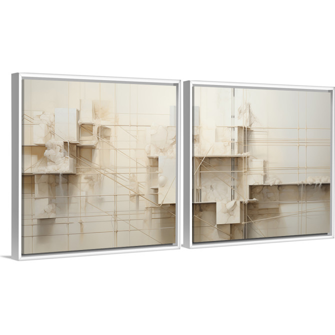 Conjunto de 2 cuadros abstractos con tonos neutros - Cuadrostock