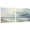 Díptico decorativo “Playa en Calma” con vista del mar y cielo nublado, ideal para crear ambientes relajantes y sofisticados.