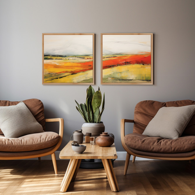 Cuadro díptico moderno de paisaje: Arte decorativo para tu hogar - Cuadrostock