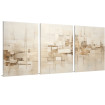 Juego de 3 cuadros abstractos neutros en beige, crema y blanco roto