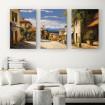Tríptico con paisaje  en tonos suaves ideal para crear un ambiente relajante-Cuadrostock