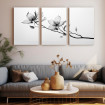 Cuadros triples: Flor blanco y negro rayos X