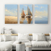 Tríptico decorativo barcos de vela en la orilla, ideal para dar un aire  relajante a tu hogar-Cuadrostock