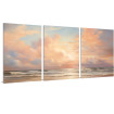 Tríptico de paisaje marino con cielo en tonos pastel, ideal para transmitir serenidad -Cuadrostock