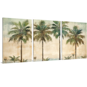 Juego de 3 cuadros decorativos de palmeras tropicales  - Cuadrostock
