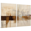 Díptico abstracto vertical con tonos tierra y líneas negras – estilo contemporáneo