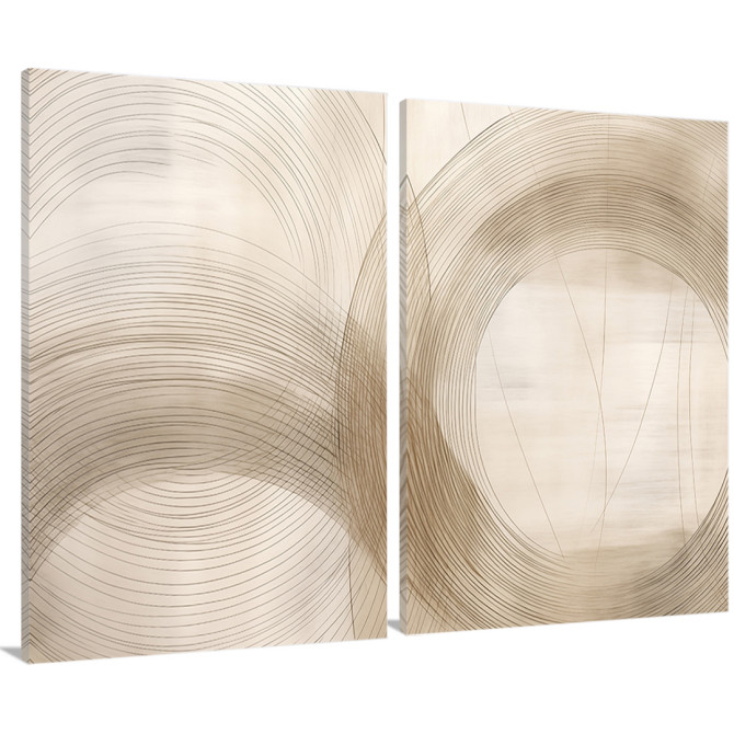 Cuadro abstracto con líneas curvas en tonos beige y marrón claro, diseño minimalista y elegante Cuadro abstracto con líneas curvas en tonos beige y marrón claro, diseño minimalista y elegante