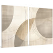 Díptico abstracto contemporáneo en tonos neutros beige y gris con formas geométricas y estilo minimalista