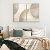 Díptico abstracto contemporáneo en tonos neutros beige y gris con formas geométricas y estilo minimalista