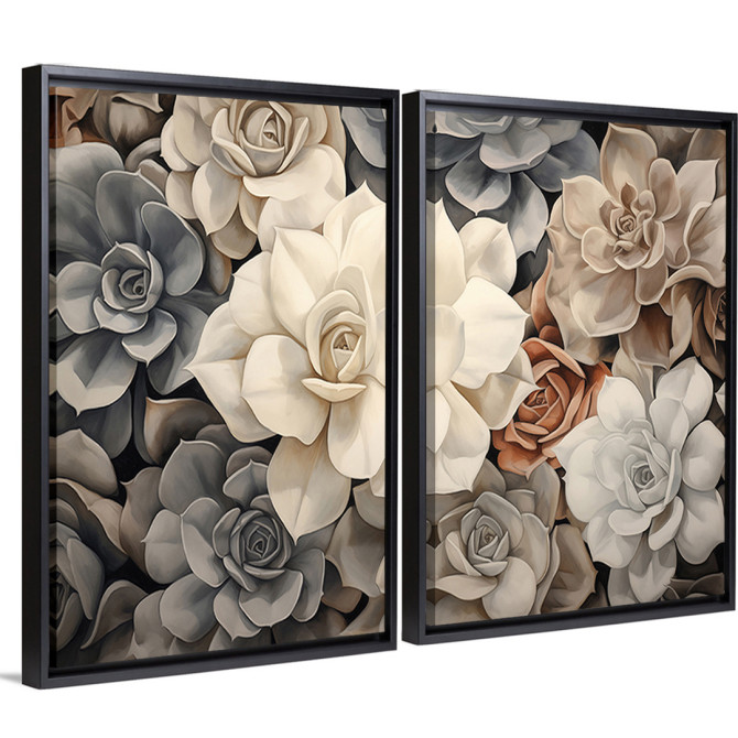 Juego de 2 cuadros decorativos modernos de flores - Cuadrostock