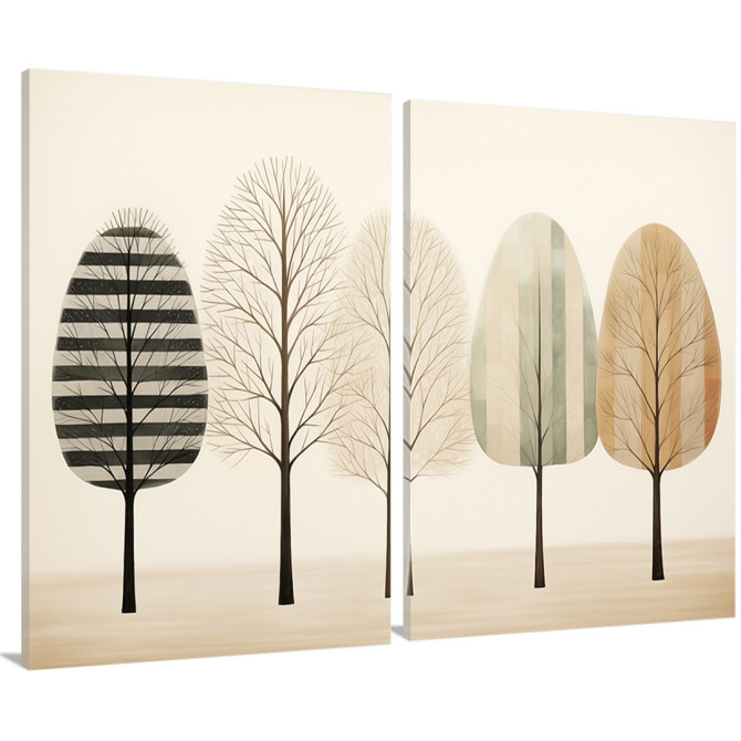 Juego de 2 cuadros decorativos y modernos de árboles - Cuadrostock