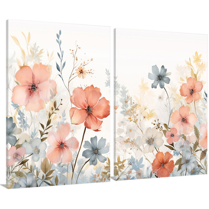 Conjunto de 2 Lienzos decorativos: Elegancia con flores - Cuadrostock