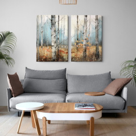Conjunto de 2 lienzos de paisaje de un bosque - Cuadrostock