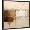 Cuadro decorativo abstracto cuadrado con tonos tierra, blanco y líneas negras curvas