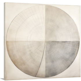 Cuadro abstracto minimalista circular en tonos neutros beige y gris – diseño geométrico