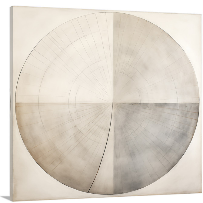 Cuadro abstracto minimalista circular en tonos neutros beige y gris – diseño geométrico Cuadro abstracto minimalista circular en tonos neutros beige y gris – diseño geométrico