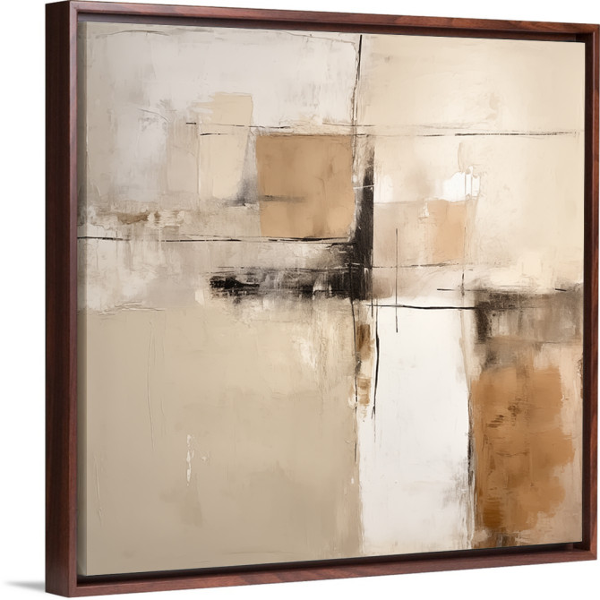 Cuadro abstracto moderno en tonos beige y blanco – diseño minimalista para decoración elegante