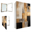 Cubre contador decorativo en tonos neutros con marco negro.
