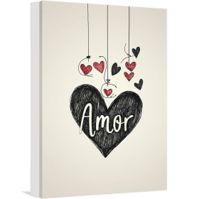 Tapa contador "Amor" con diseño ilustrativo con corazones rojos y negros.