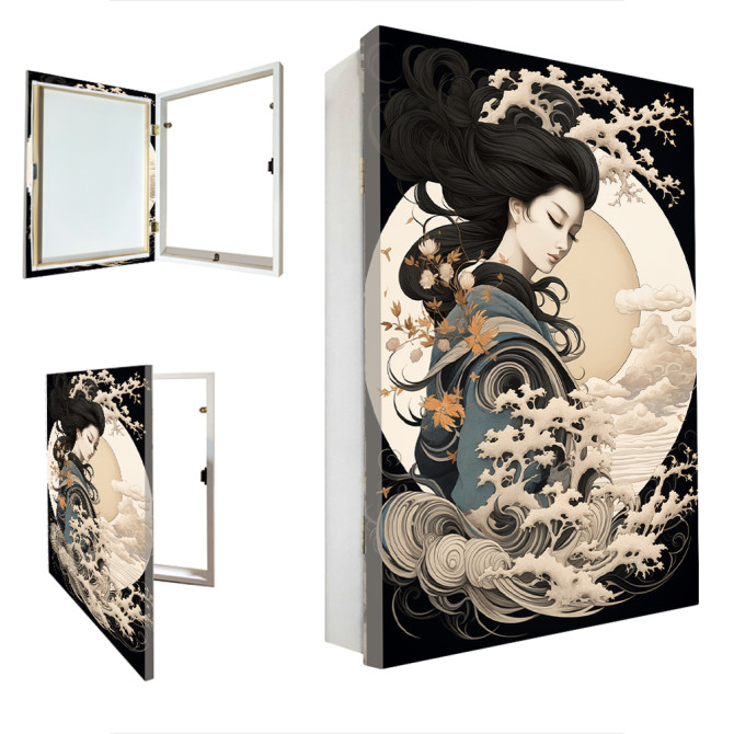 Tapa contador "Geisha 05" con diseño zen y marco blanco.