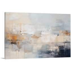 Cuadro abstracto en tonos fríos y cálidos con efecto atmosférico moderno
