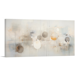Cuadro abstracto con círculos difuminados en tonos beige, gris y blanco – Estilo moderno