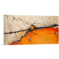 Cuadros abstracto moderno que combina tonos tierras con fuertes colores anarajandos