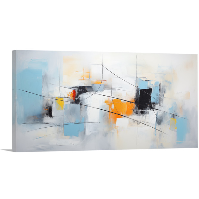Cuadro decorativo horizontal en tono azul donde destaca el tono anaranjado aportando contraste. Cuadro decorativo horizontal en tono azul donde destaca el tono anaranjado aportando contraste.