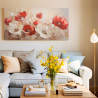 Cuadro decorativo con amapolas en tonos rojos y blancos sobre fondo cálido- Cuadrostock