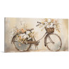 Cuadro decorativo con bicicleta vintage y flores en tonos beige y pastel-Cuadrostock