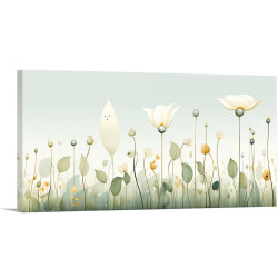 Cuadro decorativo con delicadas flores en tonos suaves sobre fondo claro. - Cuadrostock