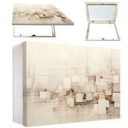 Tapa contador abstracta Hypnos beige con marco blanco.