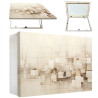 Tapa contador abstracta Hypnos beige con marco blanco.