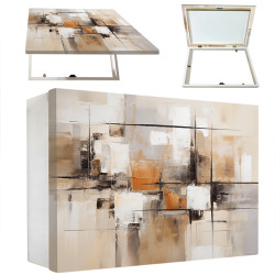 Tapa contador horizontal abstracto en tonos beige, crema, negro y ocre- Cuadrostock
