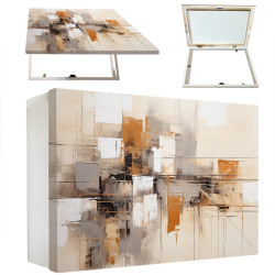 Tapa contador " Ocher 02"  en tonos beige, crema, negro y ocre | Cuadrostock .