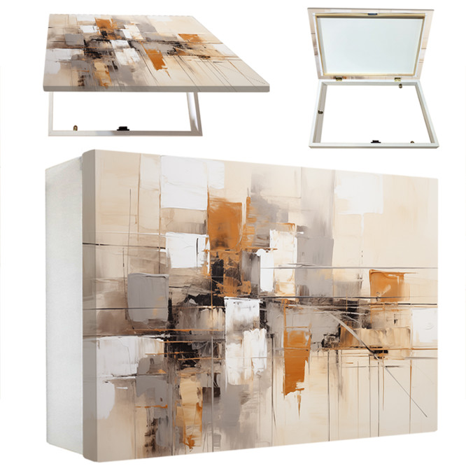 Tapa contador " Ocher 02" en tonos beige, crema, negro y ocre | Cuadrostock . Tapa contador " Ocher 02" en tonos beige, crema, negro y ocre | Cuadrostock .