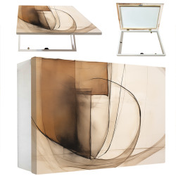 Tapa para contador con diseño abstracto en tonos marrones y crema