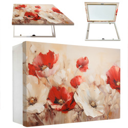 Tapa contadores con flores rojas y blancas . Una pieza decorativa con fuerza y romanticismo.Cuadrostock