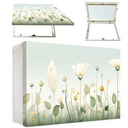 Tapa contadores de estilo nórdico con flores en tonos suaves, ideal para ambientes delicados y luminosos-Cuadrostock